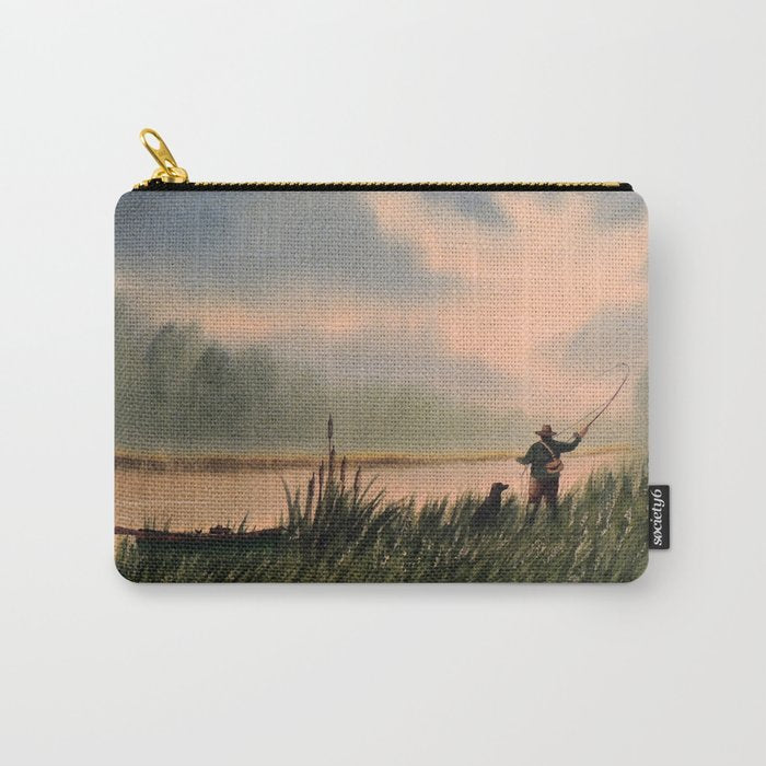The Fly Fisherman With His Loyal Friend Carry All Pouch Gallery Image 1