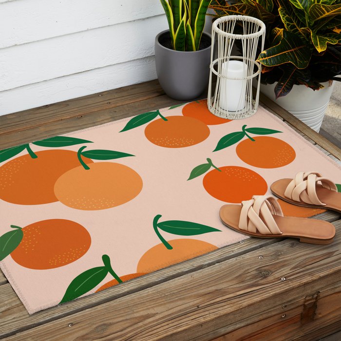 Fruit Market Print Oranges Fruit Art Orange Fruit Market Aesthetic Food Art Modern Decor Outdoor Rug Gallery Image 2