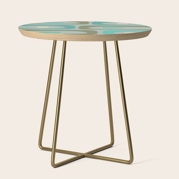 Piquet Mid Century Modern Abstract Pattern in Vintage Turquoise and Olive Side Table Gallery Image 1