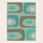 Piquet Mid Century Modern Abstract Pattern in Vintage Turquoise and Olive Poster Gallery Image 4