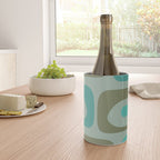 Piquet Mid Century Modern Abstract Pattern in Vintage Turquoise and Olive Wine Chiller Gallery Image 4