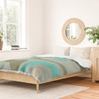 Piquet Mid Century Modern Abstract Pattern in Vintage Turquoise and Olive Duvet Cover Gallery Image 2