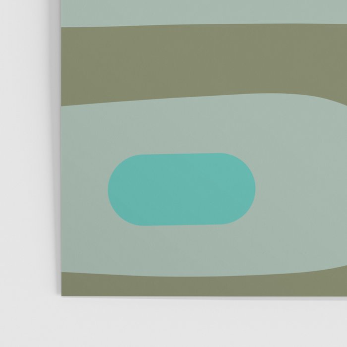 Piquet Mid Century Modern Abstract Pattern in Vintage Turquoise and Olive Poster Gallery Image 3
