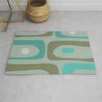 Piquet Mid Century Modern Abstract Pattern in Vintage Turquoise and Olive Rug Gallery Image 1