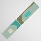 Piquet Mid Century Modern Abstract Pattern in Vintage Turquoise and Olive Table Runner Gallery Image 3
