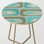 Piquet Mid Century Modern Abstract Pattern in Vintage Turquoise and Olive Side Table Gallery Image 2