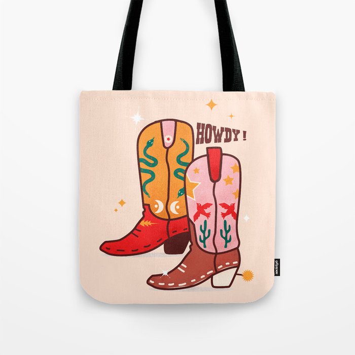 Howdy! Cowboy Boots Tote Bag Gallery Image 1