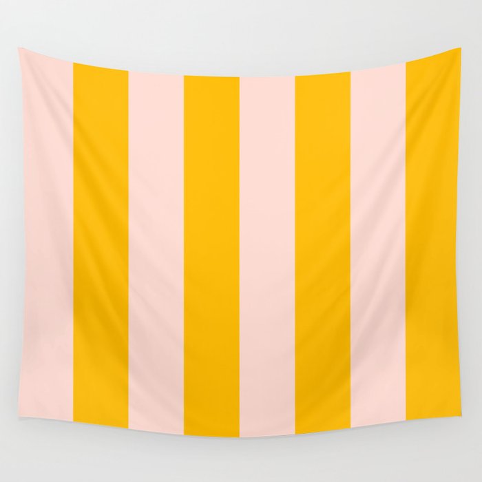 Warm Yellow and Beige Stripes Wall Tapestry Gallery Image 1