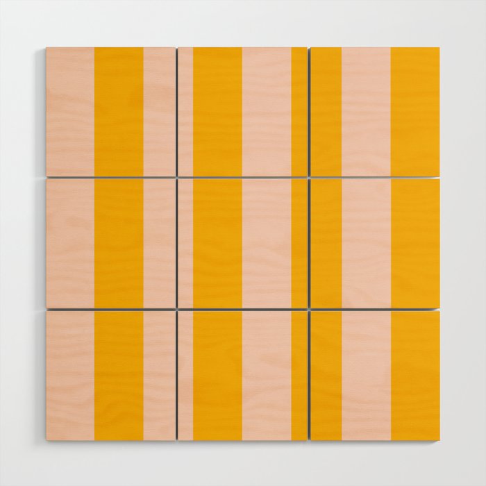 Warm Yellow and Beige Stripes Wood Wall Art Gallery Image 1