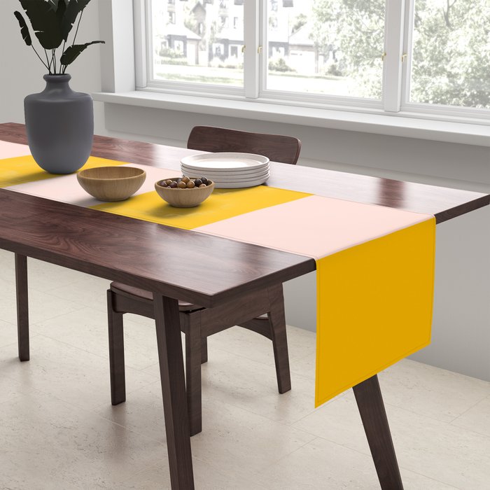 Warm Yellow and Beige Stripes Table Runner Gallery Image 2