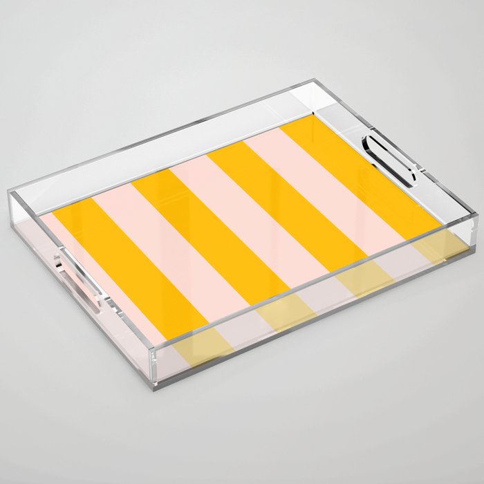 Warm Yellow and Beige Stripes Acrylic Tray Gallery Image 1