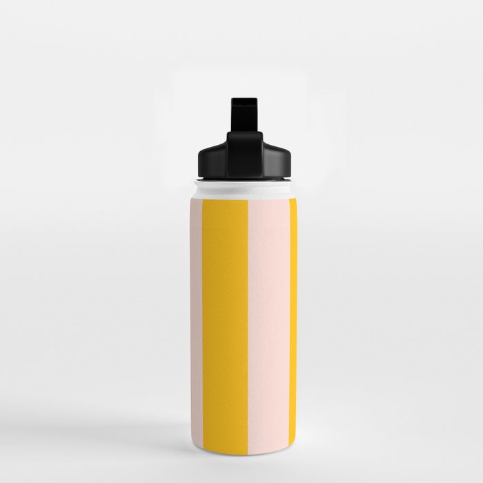 Warm Yellow and Beige Stripes Water Bottle Gallery Image 2