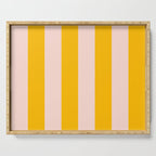 Warm Yellow and Beige Stripes Serving Tray Gallery Image 1