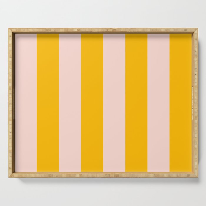 Warm Yellow and Beige Stripes Serving Tray Gallery Image 1
