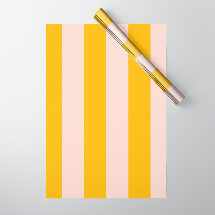 Warm Yellow and Beige Stripes Wrapping Paper Gallery Image 1