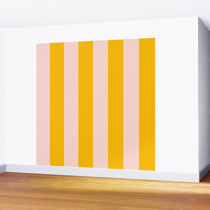 Warm Yellow and Beige Stripes Wall Mural Gallery Image 2