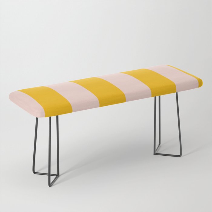 Warm Yellow and Beige Stripes Bench Gallery Image 1