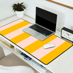 Warm Yellow and Beige Stripes Desk Mat Gallery Image 2