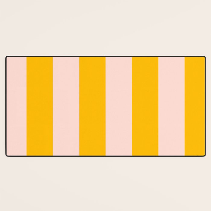 Warm Yellow and Beige Stripes Desk Mat Gallery Image 3