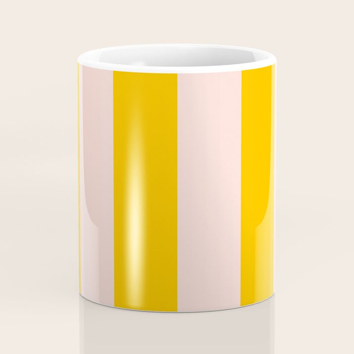 Warm Yellow and Beige Stripes Coffee Mug Gallery Image 4