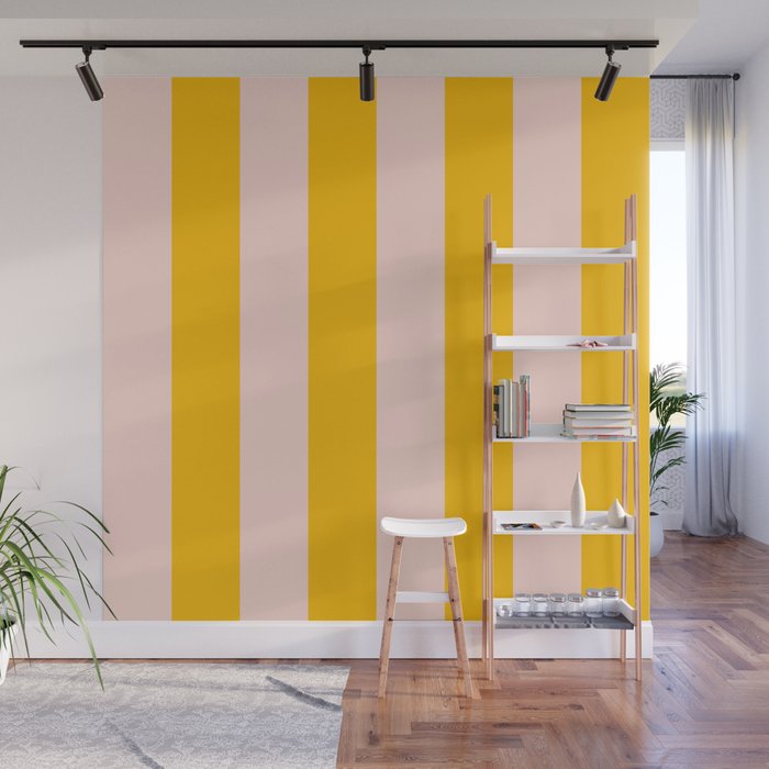 Warm Yellow and Beige Stripes Wall Mural Gallery Image 1