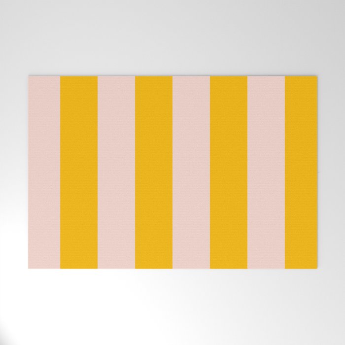Warm Yellow and Beige Stripes Welcome Mat Gallery Image 1
