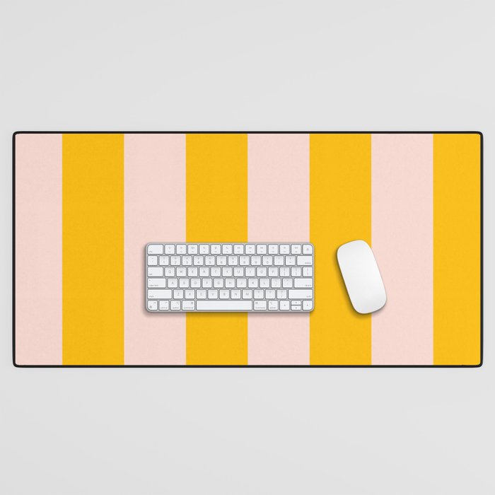 Warm Yellow and Beige Stripes Desk Mat Gallery Image 1