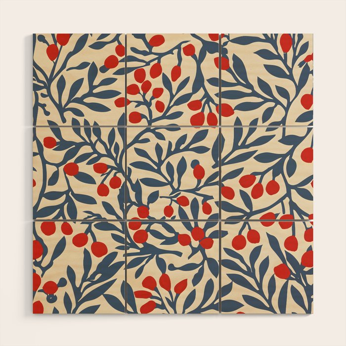 Winter Berries and Blue Wood Wall Art Gallery Image 1