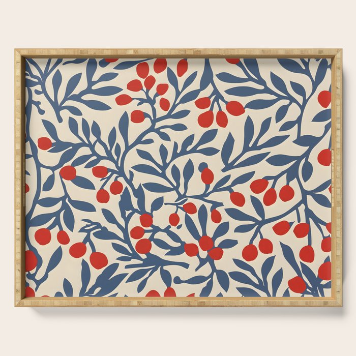 Winter Berries and Blue Serving Tray Gallery Image 1