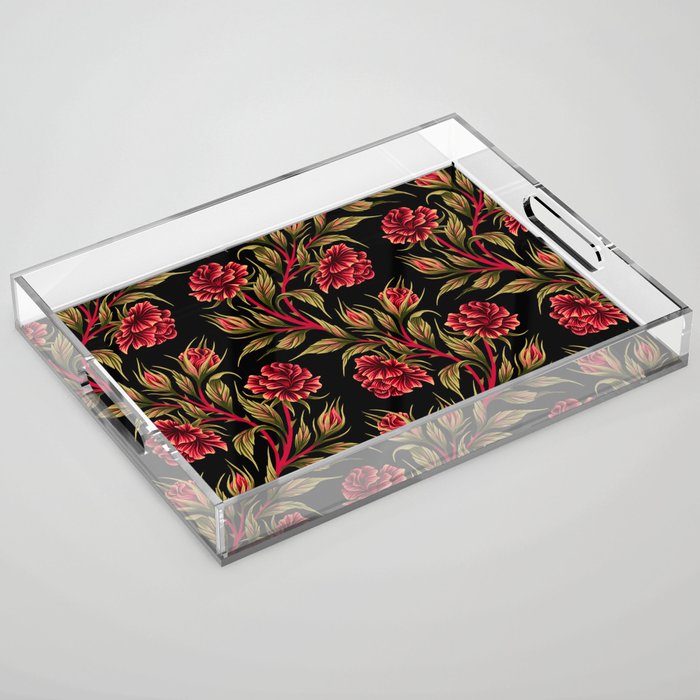 Rose - Red / Green Acrylic Tray Gallery Image 1