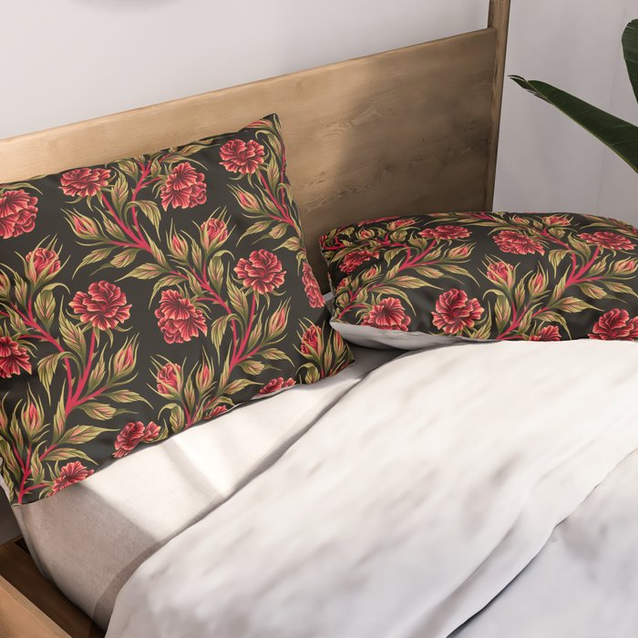 Rose - Red / Green Pillow Sham Gallery Image 2