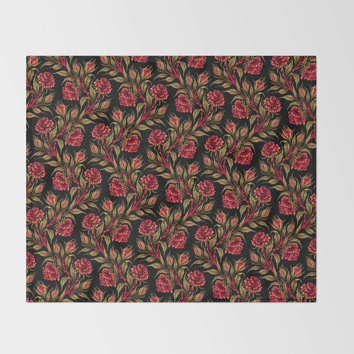 Rose - Red / Green Throw Blanket Gallery Image 2