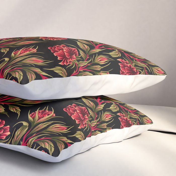 Rose - Red / Green Pillow Sham Gallery Image 3