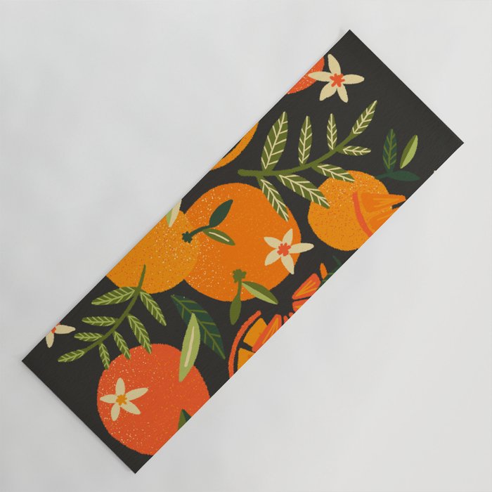 Orange Blooms - Charcoal Yoga Mat Gallery Image 1