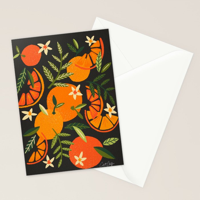 Orange Blooms - Charcoal Stationery Card Gallery Image 2