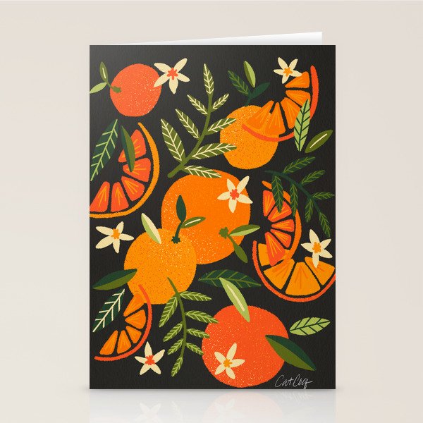 Orange Blooms - Charcoal Stationery Card Gallery Image 1