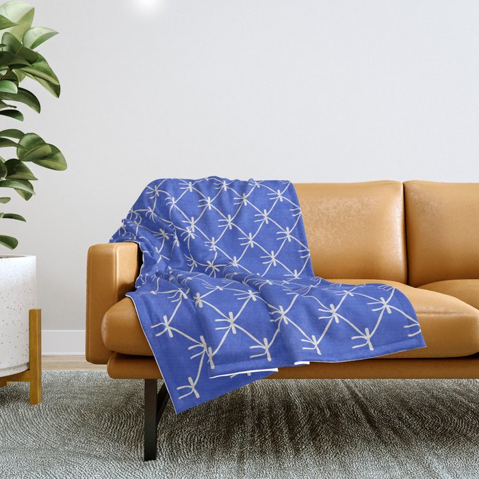 Bows & Ribbons Pattern XLVIII Bright Blue Throw Blanket Gallery Image 1