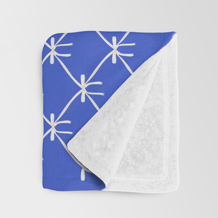 Bows & Ribbons Pattern XLVIII Bright Blue Throw Blanket Gallery Image 3