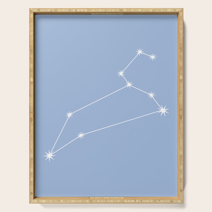Leo Zodiac Star Constellation Line Art Sky Blue Serving Tray Gallery Image 1