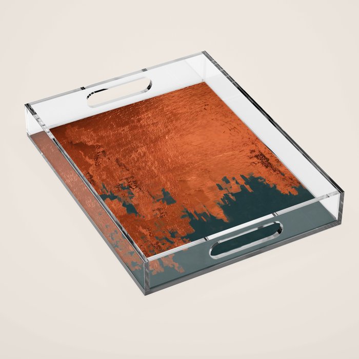 Aesthetic Grunge Copper and Teal Green Rust Acrylic Tray Gallery Image 1