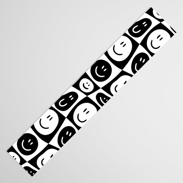 Black and white checkered happy face pattern Table Runner Gallery Image 3