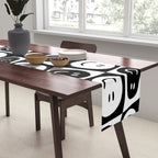 Black and white checkered happy face pattern Table Runner Gallery Image 2