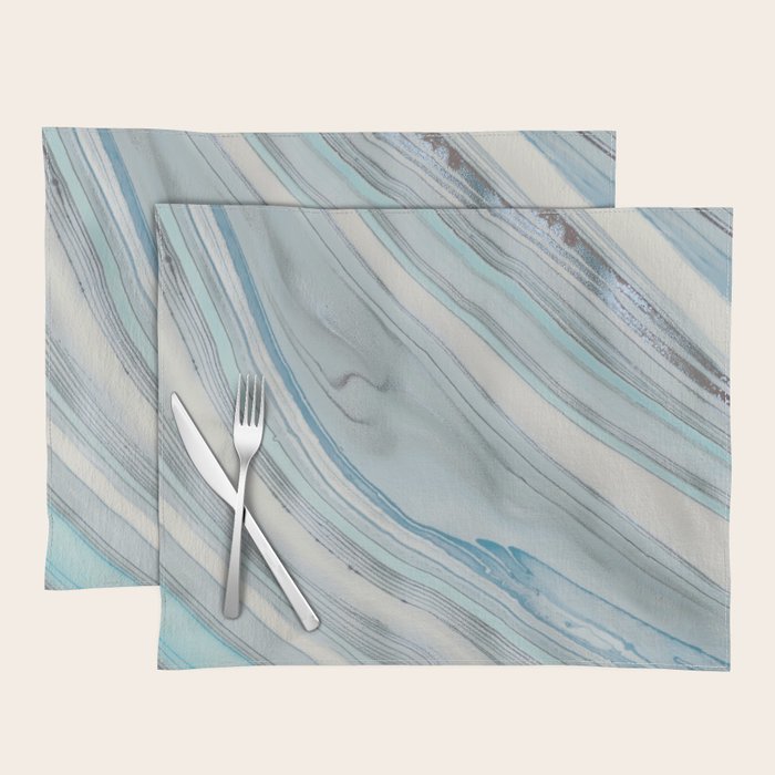 Soft Blue Aqua Marble Elegance Placemat Gallery Image 1