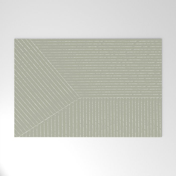 Lines (Linen Sage) Welcome Mat Gallery Image 1