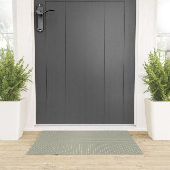 Lines (Linen Sage) Welcome Mat Gallery Image 3