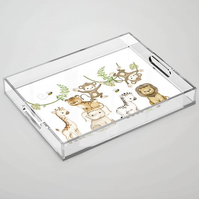 Watercolor Safari Jungle Animals  Acrylic Tray Gallery Image 1