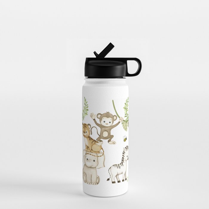 Watercolor Safari Jungle Animals  Water Bottle Gallery Image 1
