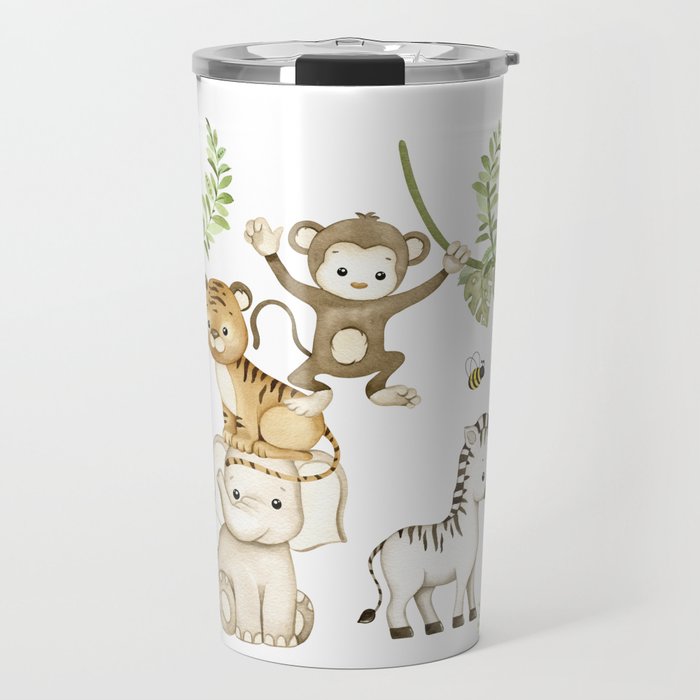 Watercolor Safari Jungle Animals  Travel Mug Gallery Image 1