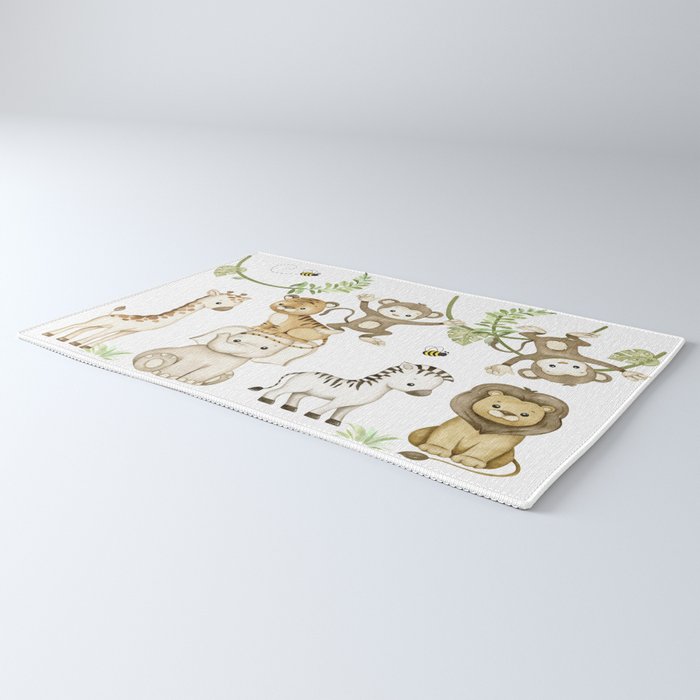 Watercolor Safari Jungle Animals  Rug Gallery Image 3