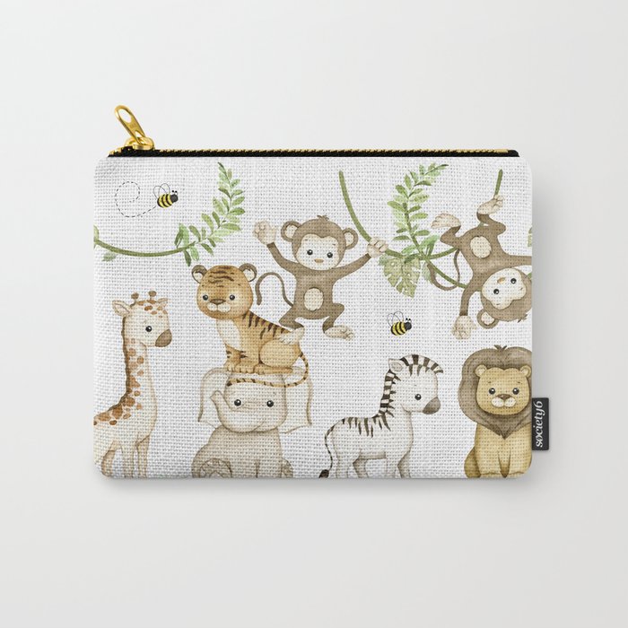 Watercolor Safari Jungle Animals  Carry All Pouch Gallery Image 1
